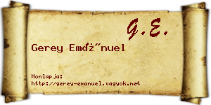 Gerey Emánuel névjegykártya